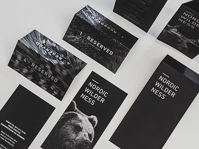 Event identity for Nordic Wilderness black and white branding dark design event design graphic design invitation stationary