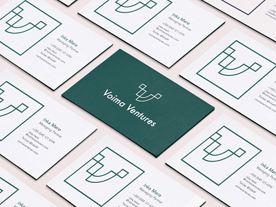 Business cards for Voima Ventures branding identity logo visual design