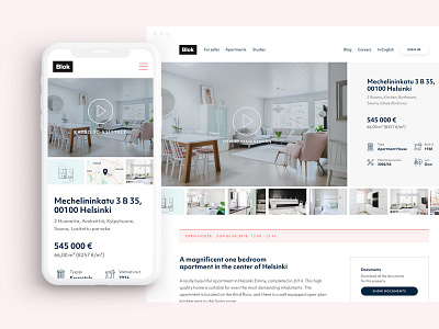 Apartment page for Blok apartment player real estate ui visual design website