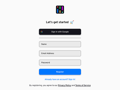 Registration app branding design sign up ui