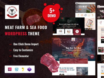 Meat Shopt WordPress Theme 3d animation bar barbeque bbq restaurant booking burger burgers cafe clen elementor fresh graphic design logo meat farm meat shop motion graphics organic restaurant ui