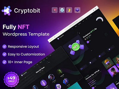 NFT Marketplace WordPress Theme. auction bootstrap branding business coin company crypto cryptocurrency currency design elementor html illustration logo metamask multipurpose non fungible trading ui wordpress