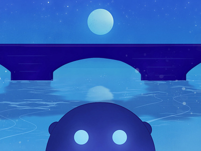Blue illustration moon