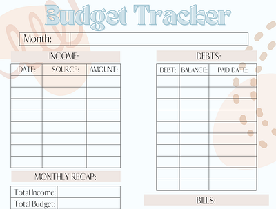 Budget Tracker budget design simple tracker weekly