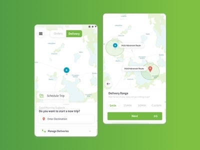 Parcel Delivery App delivery service green logistics app map ui