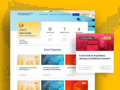 Respiratory CEUs | Dashboard app app design design medical online courses ui ux video app