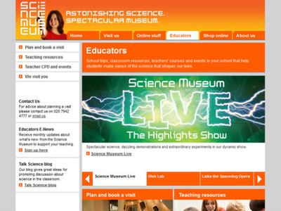 Educators web page educational educators museum science web design website