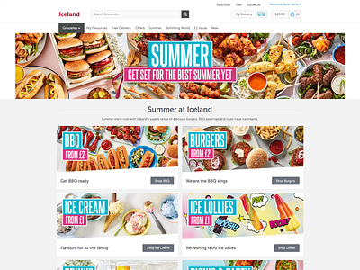 Seasonal Promotional homepage ecommerce groceries grocery summer