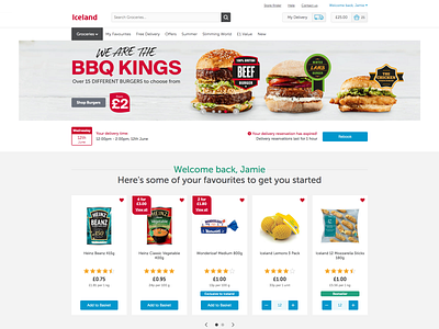 Online grocery store homepage