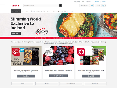 Online grocery store landing page