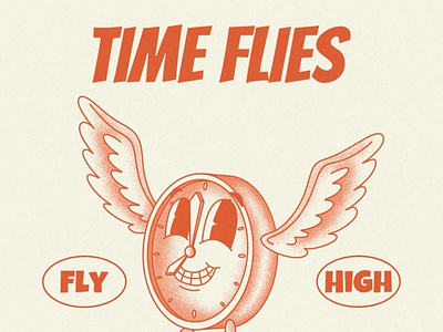 Time flies design graphic design illustration poster print retro typography