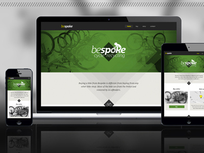 Bespoke bikes diamonds green one page responsive web design