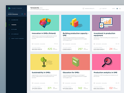 Fundfinder Tenders Page ui ui design ux webapp