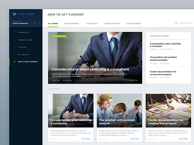 Fundfinder Knowledgebase blog ui ui design ux webapp