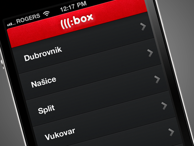 Box App app dark iphone red slider