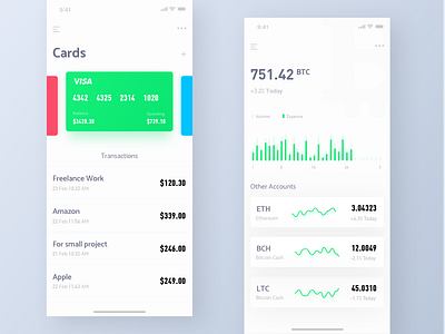 Finance UI design card color data finance form green ui