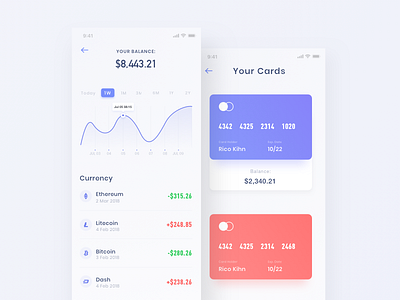 Digital currency UI design app bitcoin clean data interface ui