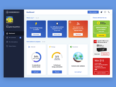Personal Contract Manager cards contract dashboard manager ui ux web