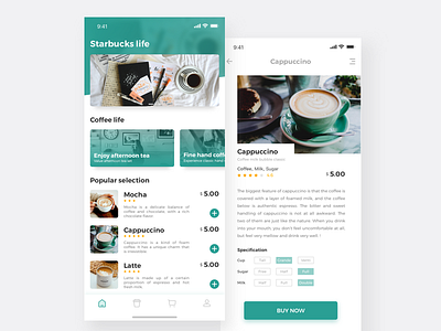 coffee life app color design typography ui ux vector