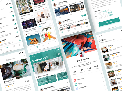 Starbucks life app clean coffee color design ui ux
