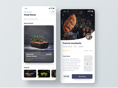 Food flavor app clean clear design food ui ux