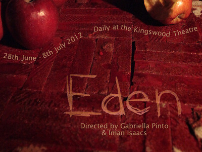 Poster for Pinto & Isaacs play 'Eden' apple eden gabriella pinto iman isaacs play poster