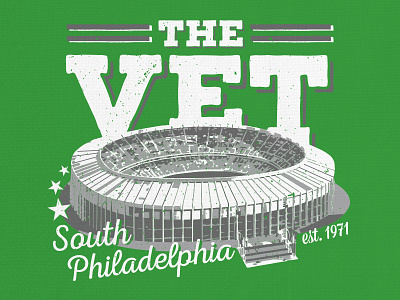 Veteran's Stadium T-Shirt Design baseball design football logo philadelphia philly sports t shirt design texture tshirt vintage worn