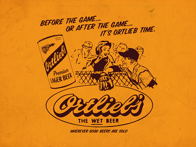T-Shirt Design for Ortleib's baseball beer drawing illustration logo philadelphia retro shirt sports t shirt design tee vintage