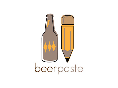 Logo Design for BeerPaste beer branding brown craft beer food logo logo design pencil yellow