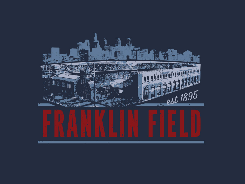 Franklin Field T-Shirt Design franklin field shirt design logo stadium upenn penn philadelphia philly football sports apparel t-shirt
