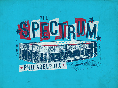 Vintage Philadelphia Spectrum T-Shirt Design basketball hockey philadelphia philly spectrum sports stadium t shirt design vintage