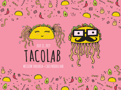 TacoLab Branding avocados branding menu noodles philadelphia philly pink ramen restaurant spicy tacos