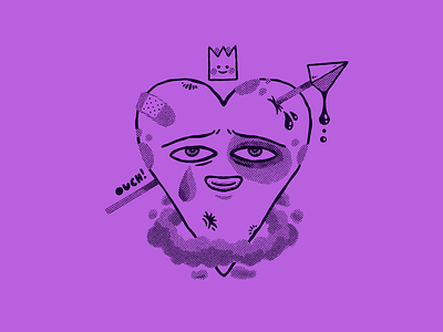 Ouch! apparel cartoon character design design doodle flat heart illustration ouch purple tshirt tshirtdesign
