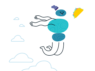 Taco dreaming cartoon characterdesign clouds doodle eat floating food hungry illustration pebble smell starving taco uidesign vector wiggle yummy
