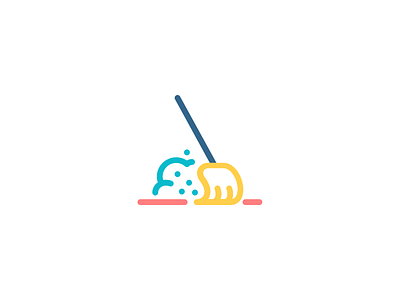 Sweep icon blue broom broomstick clean colors design dust flat green hygiene icon iconography icons icons design illustration line red sweep vector yellow