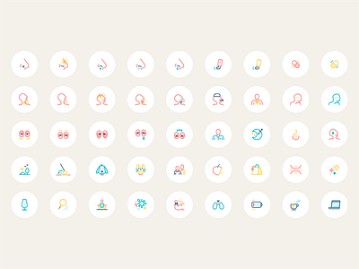 Respiratory Health App - Iconogrphy design flat health health app icon iconography icons illustration symptoms vector