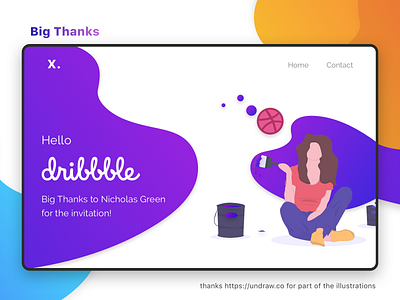 Hello Dribbble drawing hello dribble invites thankful webdesign