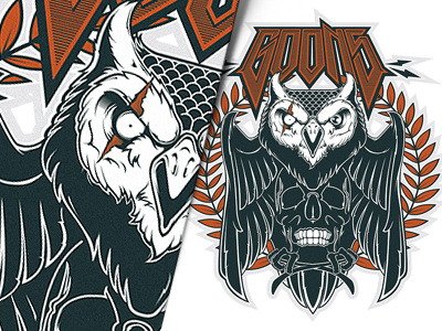 Goons illustration logo owl skull tattoo