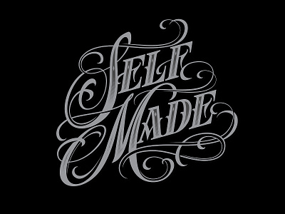 "Self made" tattoo lettering chicano font lettering made self sketch swirls tattoo