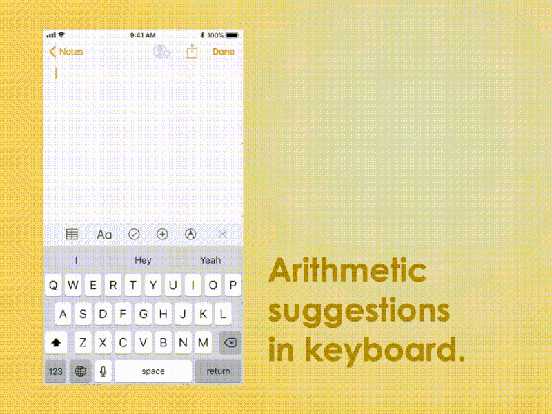 Arithmetic suggestions microinteraction in keyboard