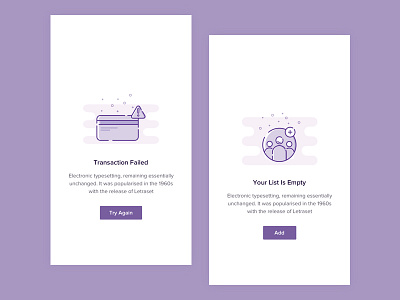 Empty states empty states list empty mobile ui transaction failed