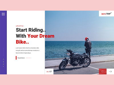 moto trip banner design art bike clean photography tavel trip ui ux web website