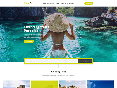 Expo Travel Website blog booking clean creative design landing page minimal travel trip ui web