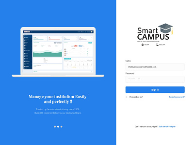 Smart campus Login page design app branding clean dashboard ui design illustration login form login page management school sign up ui ux web website