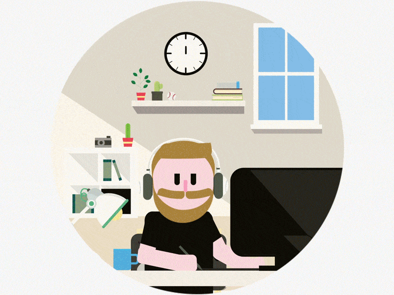 Workin' hard after effects animation character gif loop motion graphics work