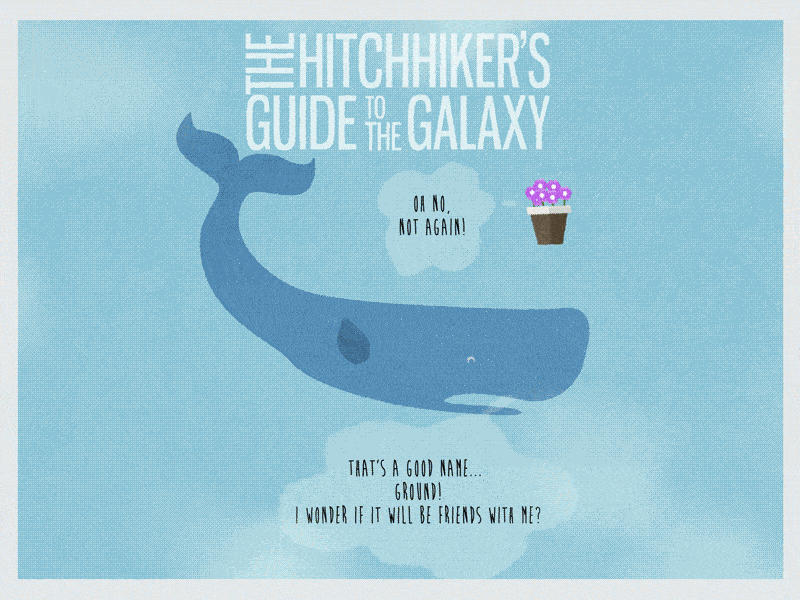 The Hitchhiker's Guide to the Galaxy after effects animation character gif illustration loop motion graphics movie whale
