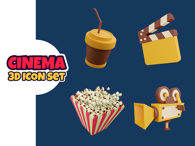 Cinema 3D Icon Set Illustration 3d adventure blender cinema design icon illustration set