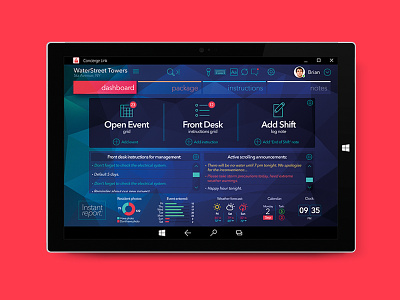 Concierge Link app application bixlabs dashboard organization tablet uidesign windows