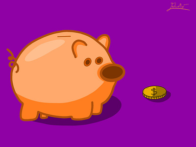 Piggy bank art design graphic design illustration money peach piggy bank purple tecnnobot