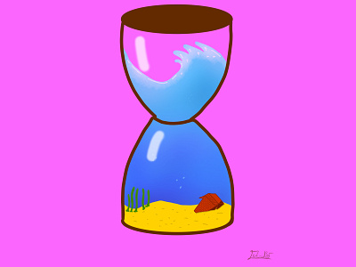 The sandglass art artist branding design graphic design illustration logo pink tecnnobot underwater